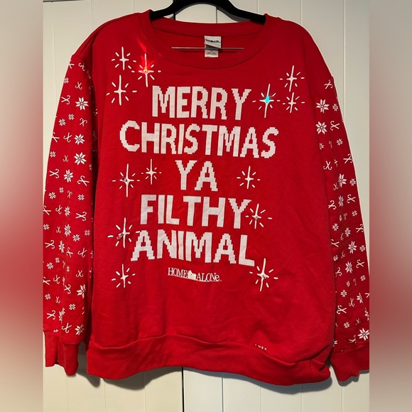 Home Alone Women's Sweater Red Merry Christmas Ya Filthy Animal Size XXL - Picture 5 of 7